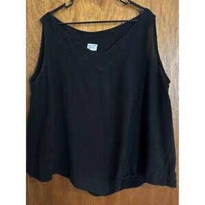 OH MY GAUZE Women’s Black Sleeveless Top Blouse Size XXL Tank V Hem Breathable